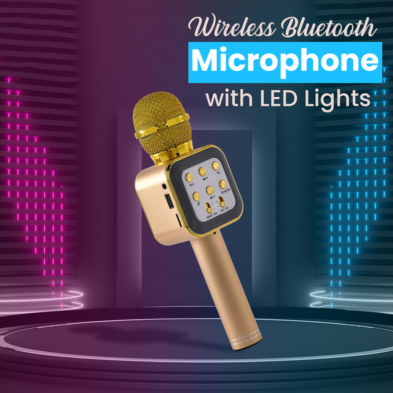 Bluetooth Karaoke Mikrofon,Drahtlose Kinder Microphon Lautsprecher mit Licht