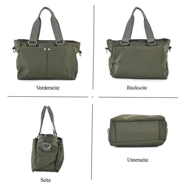 Crossbody Tasche mit mehreren Reißverschlussfächern, abnehmbarem Schulterriemen und Tragegriffen, 26x11x20cm, Grün image number 5