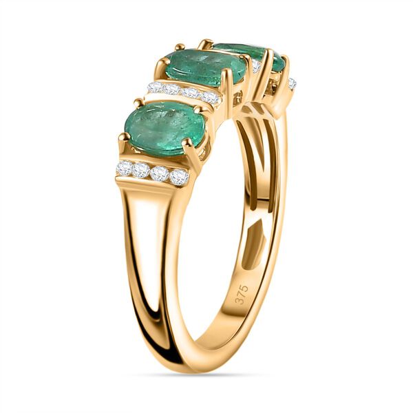 AAA Smaragd und Moissanit Ring in 375 Gold - 1,54 ct. image number 7