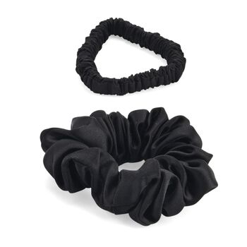 LA MAREY 2er-Set Scrunchies aus 19mm 100% Maulbeerseide, Schwarz
