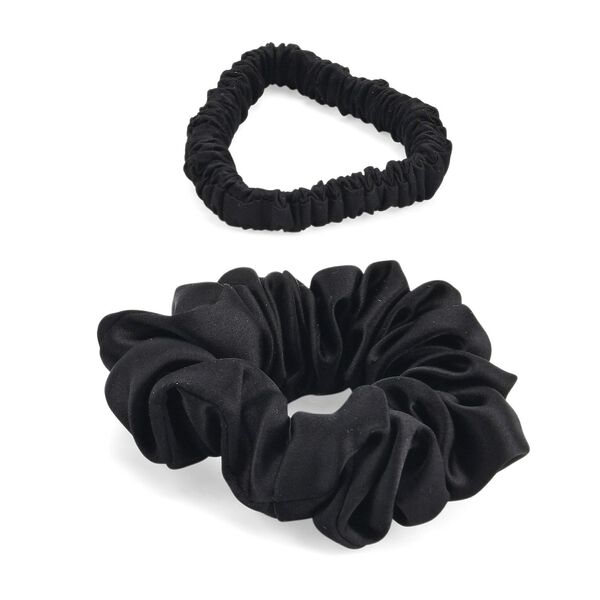 LA MAREY 2er-Set Scrunchies aus 19mm 100% Maulbeerseide, Schwarz image number 3