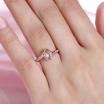 Morganit und wei&szlig;er Zirkon-Ring, 925 Silber Ros&eacute;gold Vermeil  ca. 1,32 ct