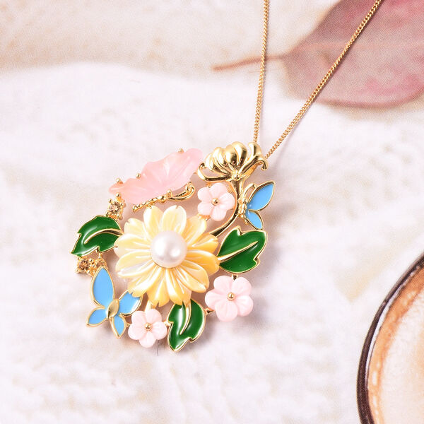 JARDIN-KOLLEKTION Blumen Anhänger mit Kette ca. 45 cm 925 Silber-Vergoldet image number 2