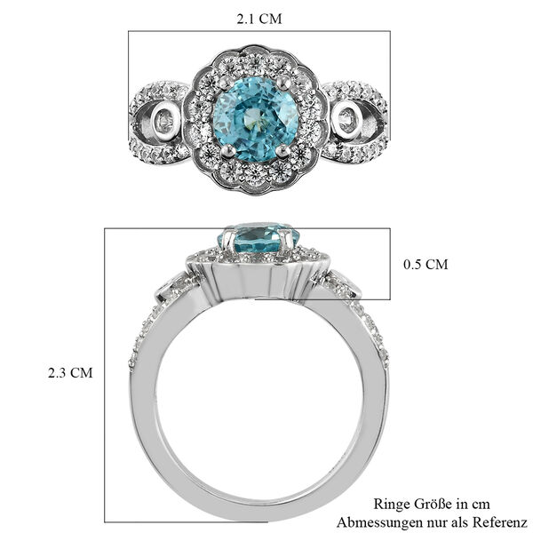 Kambodschanischer, blauer und wei&szlig;er Zirkon-Ring, 925 Silber platiniert  ca. 2,48 ct image number 7