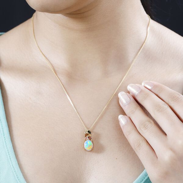 AA Natürlicher, äthiopischer Welo Opal, Zirkon und Multi-Turmalin-Anhänger mit 45cm Kette - 2,28 ct. image number 3