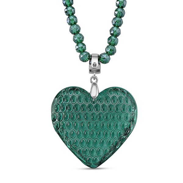 2er Set - Gr&uuml;ner Herz Anh&auml;nger und beads Halskette mit  Varioclip-Verschluss, ca. 50 cm image number 4