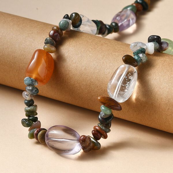 Multi Edelstein und indische Achat Halskette, 60+5cm - 300 ct. image number 2