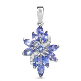 Tansanit Anhänger 925 Silber rhodiniert ca. 1,83 ct.