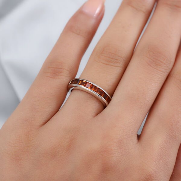 Madeira Citrin Band Ring 925 Silber Platin-Überzug image number 3