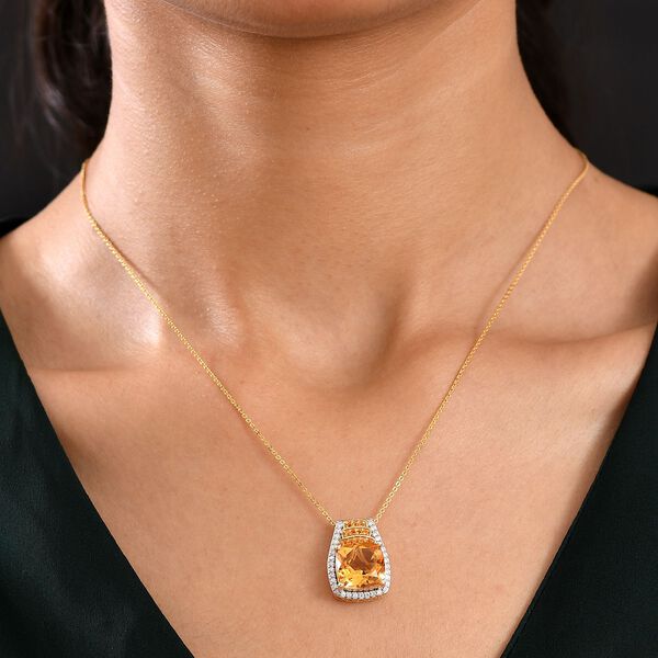 D'joy AA Serra Gaucha Citrin, Moissanit Anh&auml;nger mit Kette (ca. 50 cm) 925 Silber 750 Gelbgold Vermeil ca. 5,56 ct. image number 3