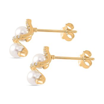 Wei&szlig;e Muschelkernperle und Zirkonia Ohrringe