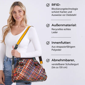 Chaos by Elsie Echtleder Crossbody Tasche mit RFID und Mini-Blitzlampe, Multicolor Gewebtes Muster, 38,5x17,5x32cm