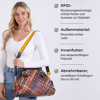 Chaos by Elsie Echtleder Crossbody Tasche mit RFID und Mini-Blitzlampe, Multicolor Gewebtes Muster, 38,5x17,5x32cm