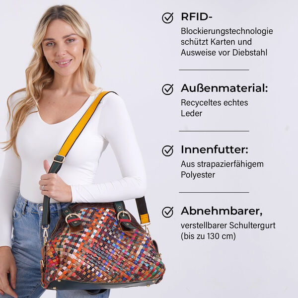 Chaos by Elsie Echtleder Crossbody Tasche mit RFID und Mini-Blitzlampe, Multicolor Gewebtes Muster, 38,5x17,5x32cm image number 3
