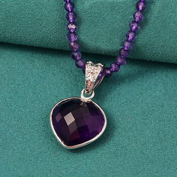 D'joy Afrikanischer Amethyst Anh&auml;nger mit Kette (ca. 45 cm + 5 cm Extender), 925 Silber rhodiniert ca. 41,50 ct.