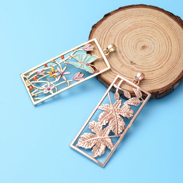 4er-Set mehrfarbige Kristall-Anh&auml;nger mit Kette, ca. 50 cm, ros&eacute;, gold, silberfarben image number 2