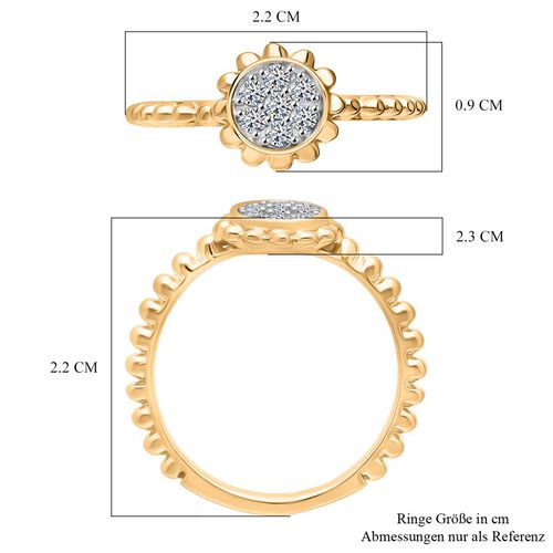LUXURIANT DIAMOND - Lab Grown Diamant SI Ring, 925 Silber 750 Gelbgold Vermeil (Größe 19.00) (10-15 Werktage Lieferzeit) ca. 0.15 ct image number 6