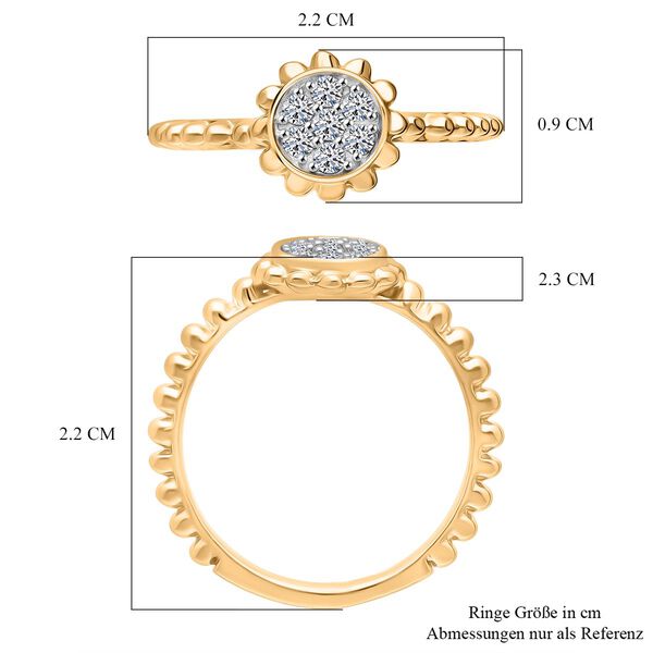 LUXURIANT SI-GH Labor Diamant Ring, 925 Silber 750 Gelbgold Vermeil - 0,15 ct. image number 6
