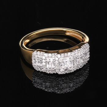 Wei&szlig;er Diamant Ring, 925 Silber Gelbgold Vermeil (Gr&ouml;&szlig;e 20.00) ca. 0.50 ct
