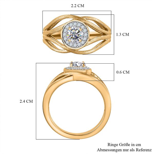 Moissanit Ring 925 Silber 750 Gelbgold Vermeil (Gr&ouml;&szlig;e 18.00) ca. 0.60 ct image number 7