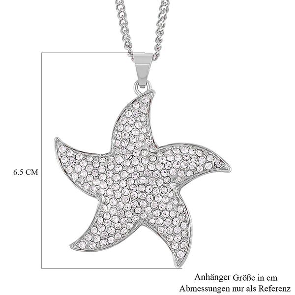 Weißer Kristall-Seestern-Anhänger mit Kette in Silberton, 73 cm image number 6