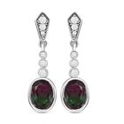 Wassermelonen-Quarz-Triplett und weiße Zirkon-Ohrringe, 925 Silber platiniert ca. 4.25 ct