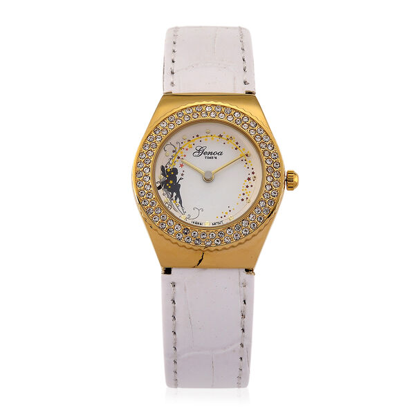 GENOA - J Francis gefertigt mit SWAROVSKI Wei&szlig;er Swarovski Kristall Uhren 23 cm Reine Legierung IP-Gelbbeschichtung
