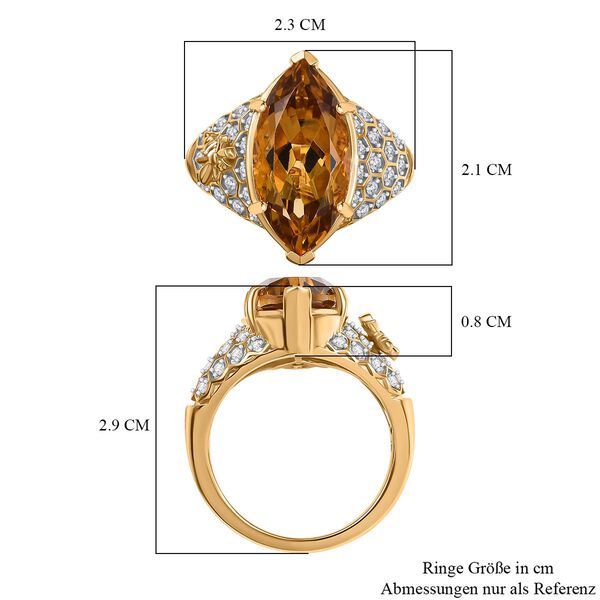 GP Trionfo Kollektion - Citrin, Kanchanaburi Blauer Saphir Ring 925 Silber 750 Gelbgold Vermeil (Größe 19.00) ca. 6.80 ct image number 7
