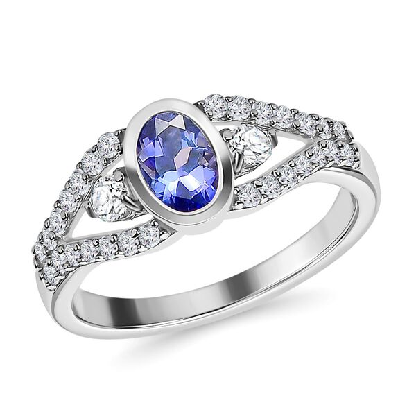 AAA Tansanit und Zirkon Ring - 1,20 ct. image number 4