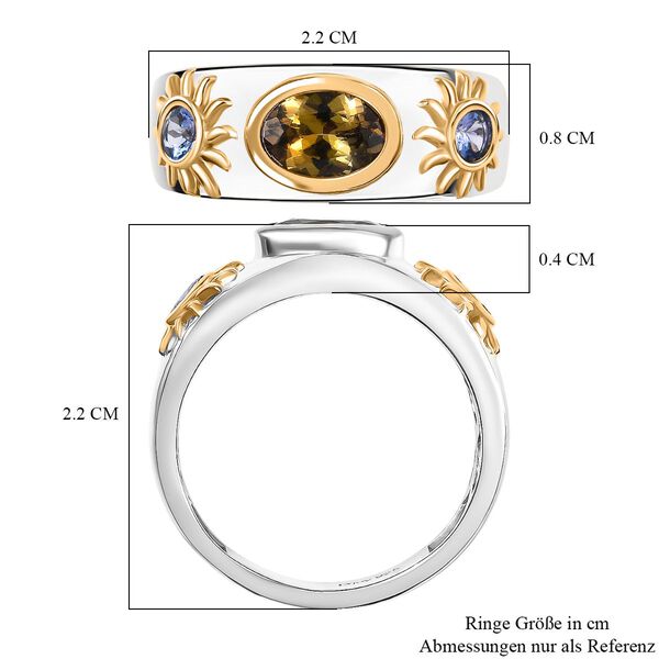 D Joy Nat&uuml;rlicher goldener Tansanit, Tansanit Ring 925 Silber Rhodiniert und 750 Gelbgold Vermeil (Gr&ouml;&szlig;e 20.00) ca. 1.09 ct image number 7