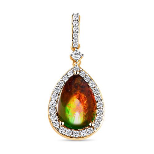 Kanadischer Ammolit und weißer Zirkon-Anhänger - 4,44 ct. image number 0