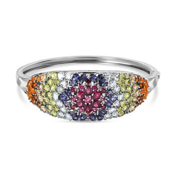 Mehrfarbiger Edelstein Armreif ca. 19 cm 925 Silber platiniert ca. 18.25 ct