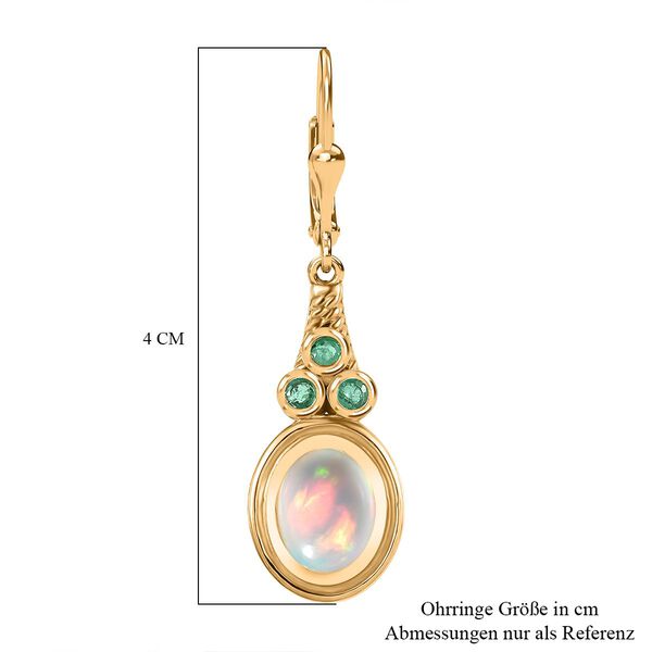 AA Nat&uuml;rlicher, &auml;thiopischer Welo Opal, Premium-Smaragd Ohrringe 925 Silber Gelbgold Vermeil ca. 2.58 ct image number 7