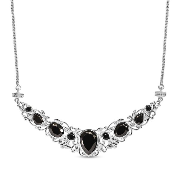 Elite Schungit Halskette, ca. 45 cm, 925 Silber ca. 7.72 ct