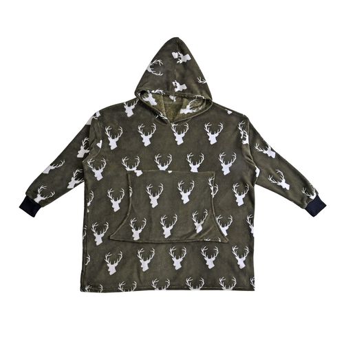Flauschiger Flanell Hoodie mit großer Tasche, Rentiermuster image number 0