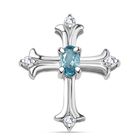 AA Blauer Zirkon, Weißer Zirkon Anhänger 925 Silber rhodiniert ca. 0,50 ct.