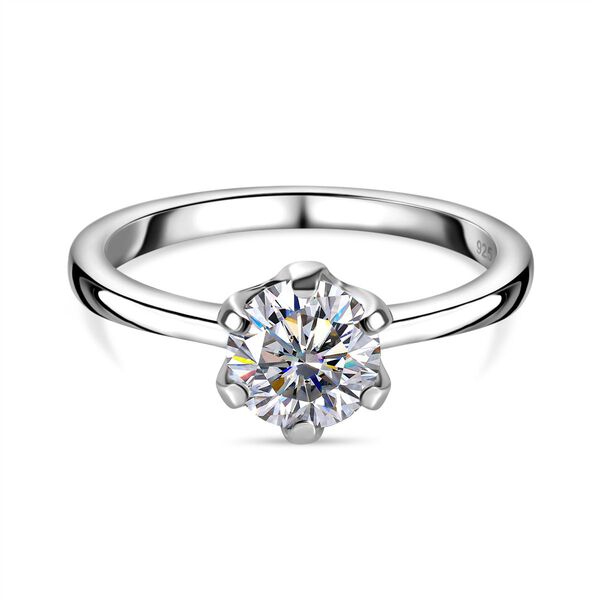 Moissanit Ring, 925 Silber platiniert, ca. 0,93 ct