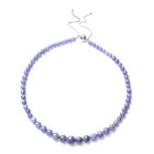 Tansanit-Halskette, ca. 45 cm mit Schieberkette, ca. 10 cm, 925 Silber Rhodium Überzug 259.00 ct