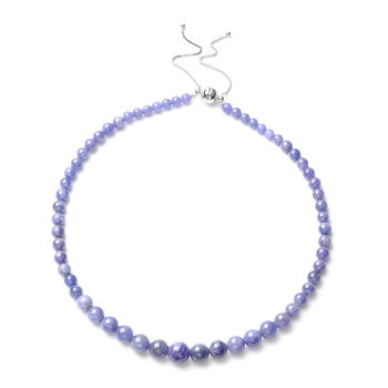 Tansanit-Halskette, ca. 45 cm mit Schieberkette, ca. 10 cm, 925 Silber Rhodium &Uuml;berzug 259.00 ct