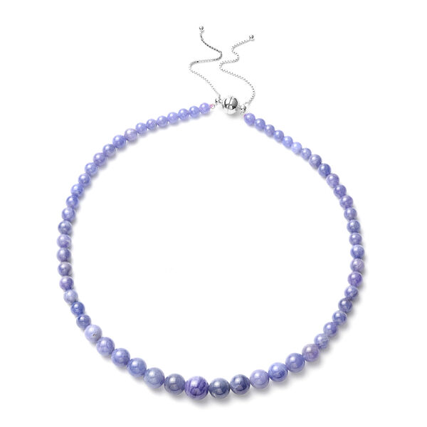 Tansanit-Halskette 45 cm mit Schieberkette 10 cm - 259 ct.