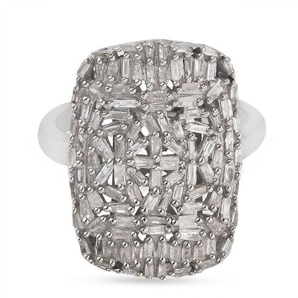 Diamant Cluster Ring 925 Silber platiniert (Größe 20.00) ca. 1,00 ct