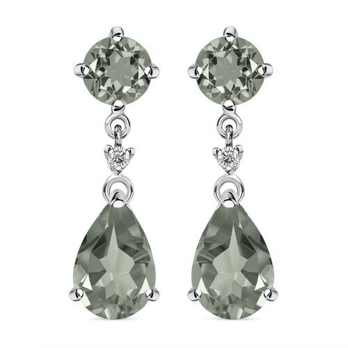 Prasiolith Ohrringe, 925 Silber platiniert, ca. 8.00 ct image number 0