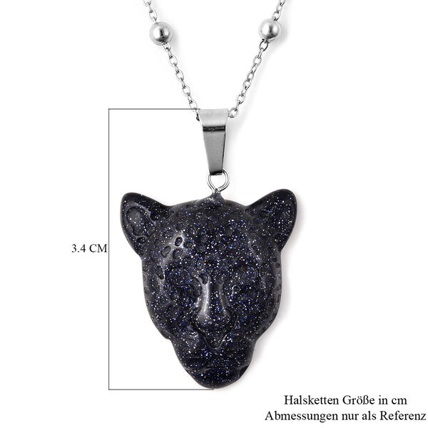 Blaue Sandstein-Halskette, 61 cm, Edelstahl ca. 16,90 ct image number 5