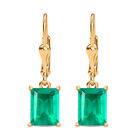 Smaragd-Quarz Triplette Ohrringe 925 Silber 750 Gelbgold Vermeil ca. 2.90 ct