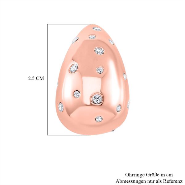 Weißer Zirkonia Ohrringe Reiner Edelstahl IP Rosa Plattierung image number 5