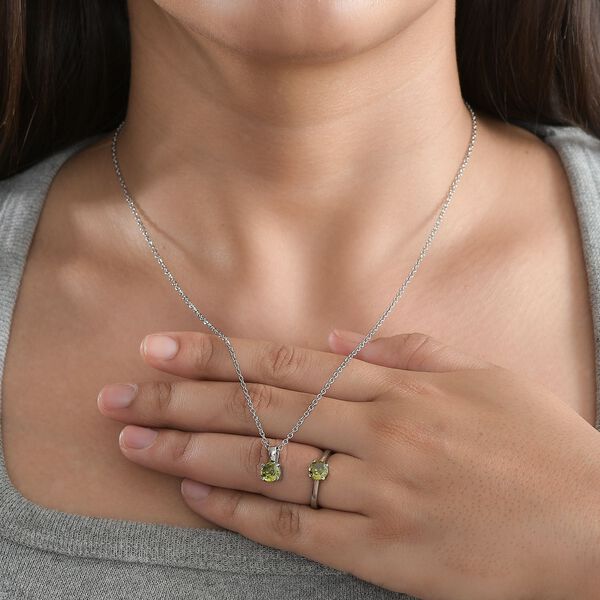 Peridot Zirkonia Schmuckset  Edelstahl image number 3
