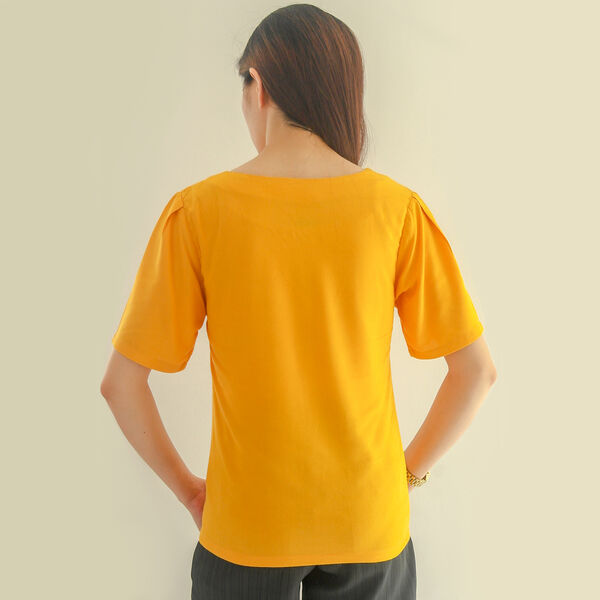 Frauen kurzes &Auml;rmel Top, Gr&ouml;&szlig;e 36, Gelb image number 3