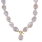 Weiße Keshi Perle Halskette ca. 50 cm 925 Silber vergoldet