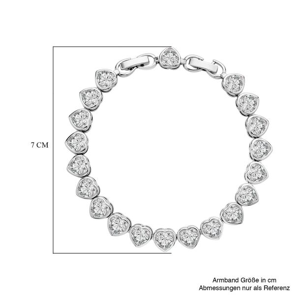 Wei&szlig;es Zirkonia-Herz-Armband, 19 cm - 10 ct. image number 3