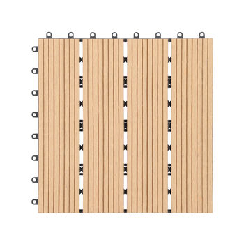 11er-Set Terrassendielen Fliese aus WPC mit Falzung, Hellbraun